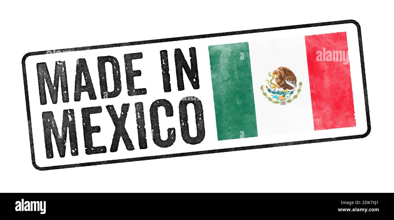 Francobollo su sfondo bianco - Made in Mexico Foto Stock