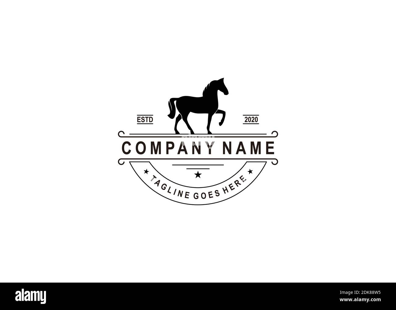 Retro Vintage Cattle / Beef Emblem Label logo design e. ispirazione simbolo cavallo Illustrazione Vettoriale