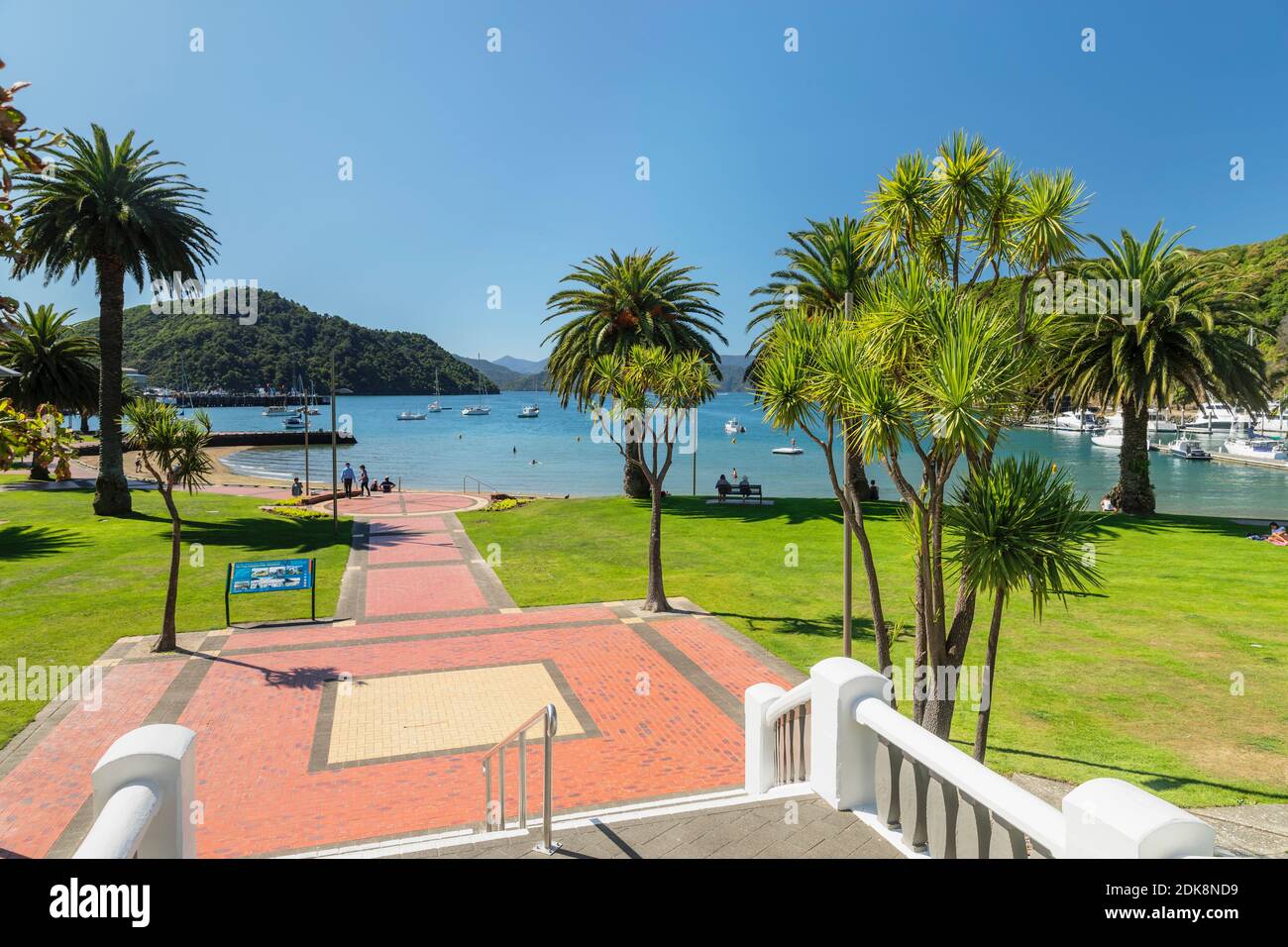 Picton Boardwalk, Marlborough Sounds, South Island, Nuova Zelanda Foto Stock