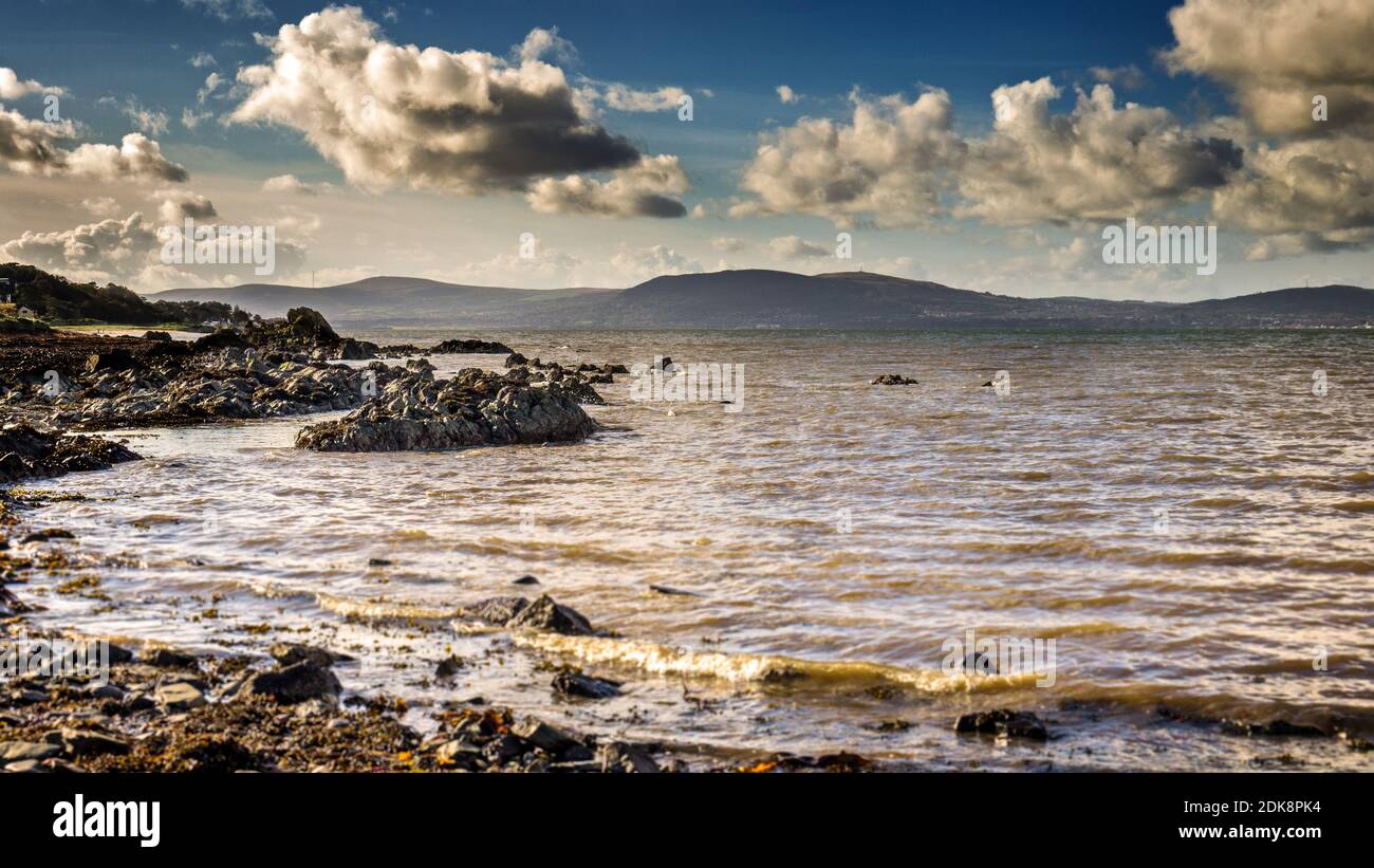 Sulla costa nord lungo Belfast Lough tra Helen's Bay e Seahill, County Down, Irlanda del Nord. Foto Stock
