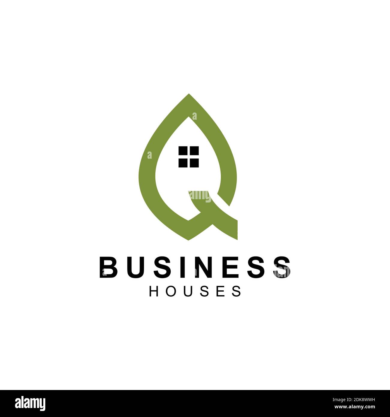 Home logo design, la lettera 'Q' è progettato per essere un simbolo o icona del vettore casa, immobiliare Illustrazione Vettoriale