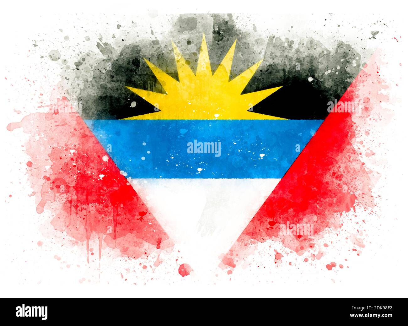 Bandiera di Antigua e Barbuda come illustrazione acquerello Foto Stock