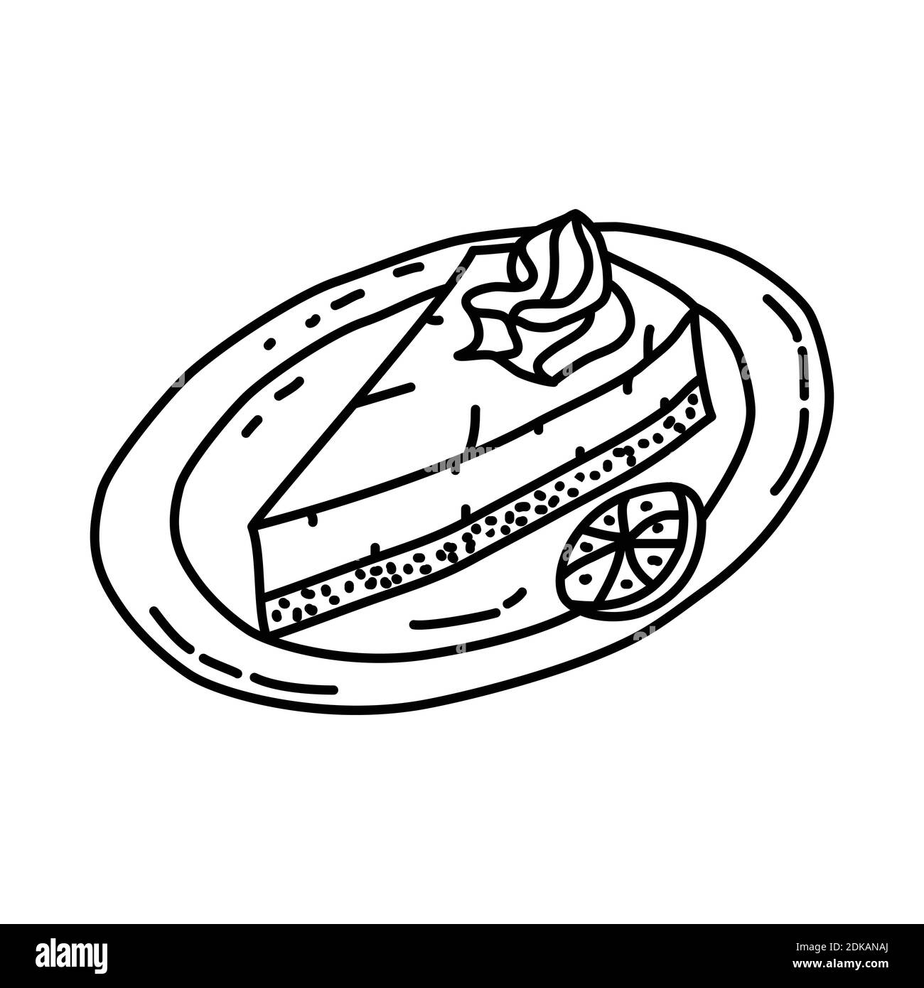 Icona della torta limite chiave. Doodle disegnata a mano o stile icona contorno Illustrazione Vettoriale