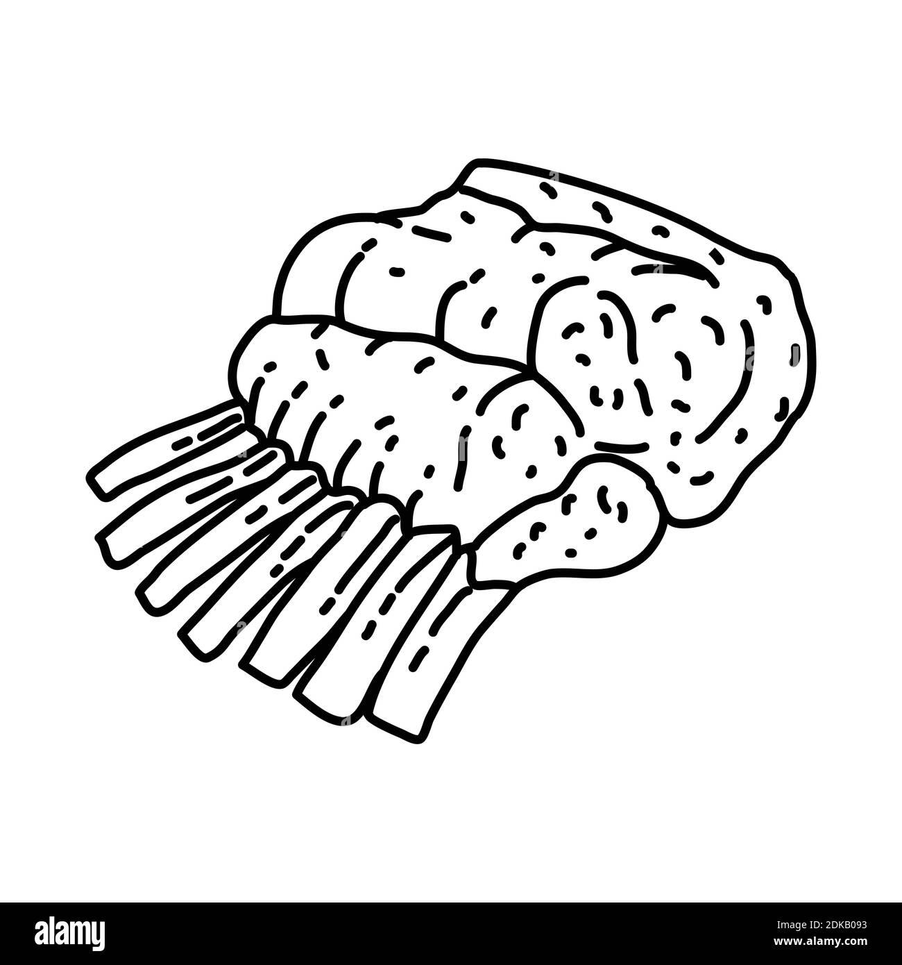 Icona Rib prime. Doodle disegnata a mano o stile icona contorno Illustrazione Vettoriale