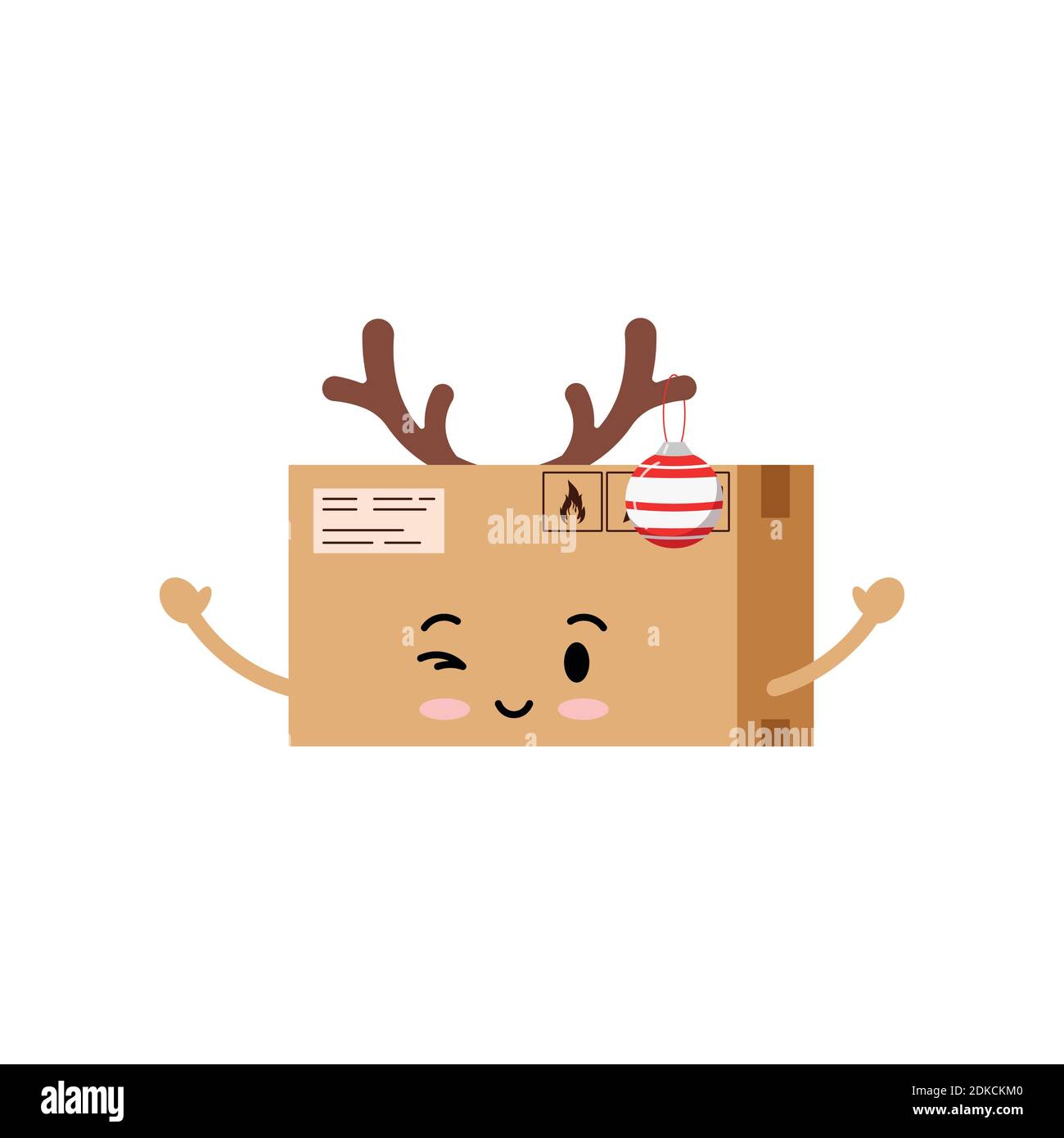 Chistmas pacchetto cervo icona carattere isolato su sfondo bianco. Illustrazione Vettoriale