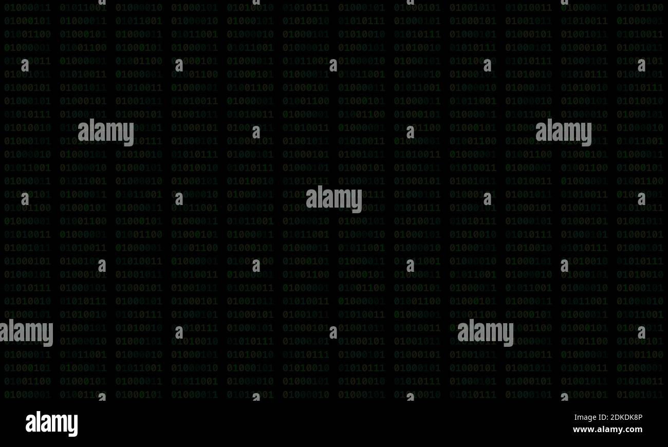 Codice binario sbiadito nel carattere terminale sullo schermo DOS, sfondo ripetibile. Illustrazione Vettoriale