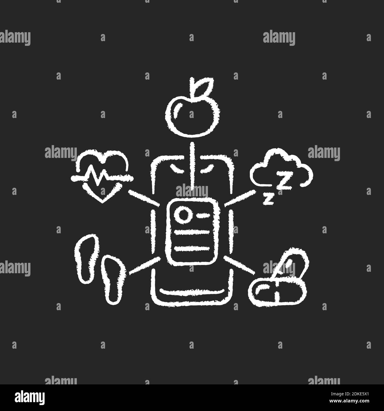 Raccolta dati sanitari icona bianca gesso su sfondo nero Illustrazione Vettoriale