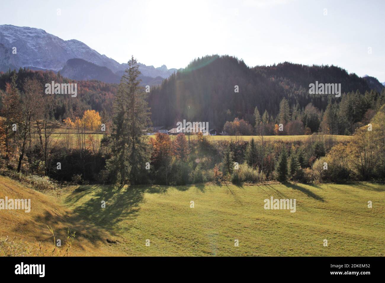 Monti Wetterstein, Sun, Elmau, Distretto di Garmisch-Partenkirchen, alta Baviera, Baviera, Germania, Alpi europee Foto Stock