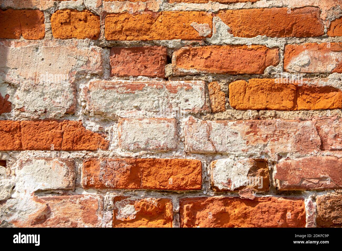 Primo piano di un antico monastero ortodosso brickwall fatto di mattoni rossi. Sfondo testurizzato in colori naturali. Foto Stock