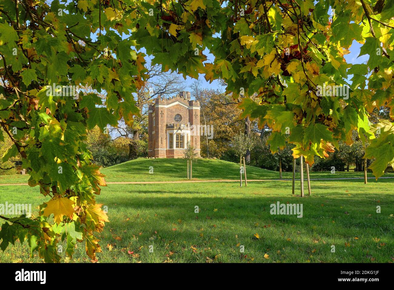 Padiglione giardino (casa serpente) nel Parco Luisium vicino a Dessau, Sassonia-Anhalt, Germania Foto Stock