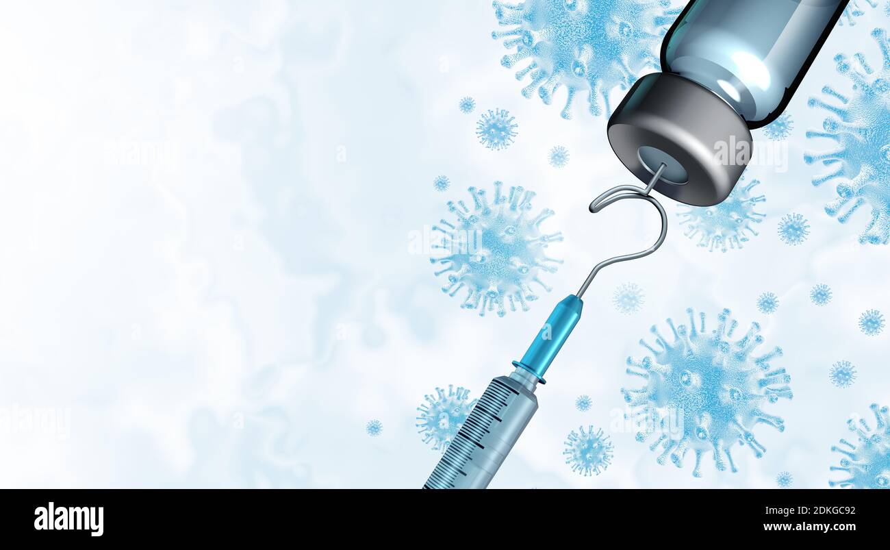 Domande sul vaccino e sulla vaccinazione dei virus trattamento e influenza o coronavirus malattia medica incertezza e rischio come siringa o ago. Foto Stock