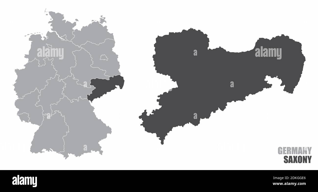 Mappa silhouette della Sassonia Illustrazione Vettoriale