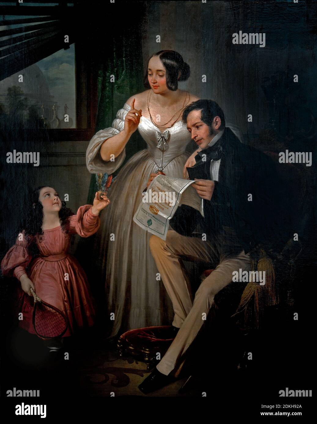 Natale Schiavoni. 1777-1858. La famiglia del pittore Felice Schiavoni. Circa 1838. Dipinto ad olio su tela cm 116 x 92.5. Foto Stock