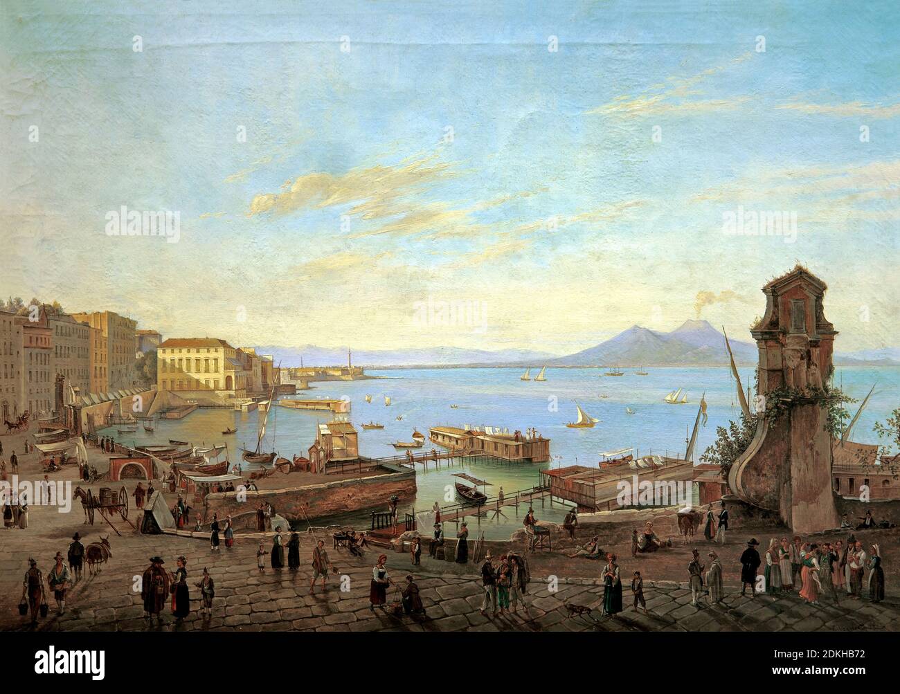 Frans Vervloet. 1795-1872 . Vista sul Golfo di Napoli da Santa Lucia. 1832. dipinto ad olio su tela cm 52 x 76. Foto Stock