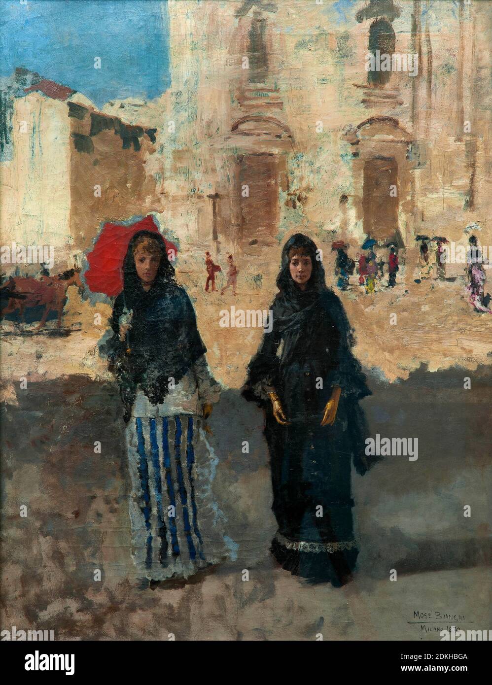 Mosè Bianchi. 1840-1904. Uscita dalla Chiesa. 1870. Dipinto ad olio su tela cm 83 x 64. Uscita dalla Chiesa Foto Stock