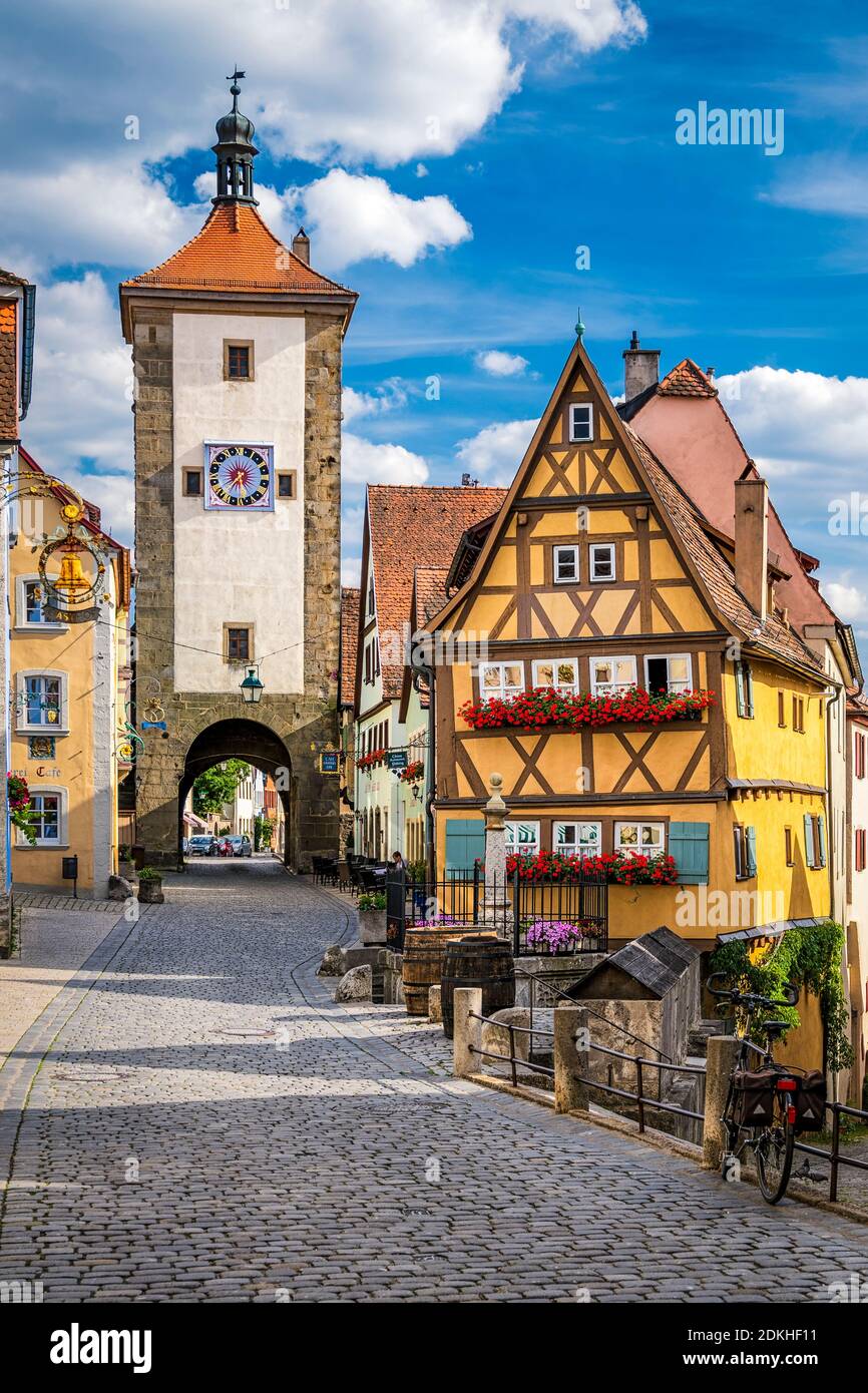 Città medievale di Rothenburg ob der Tauber, Germania Foto Stock