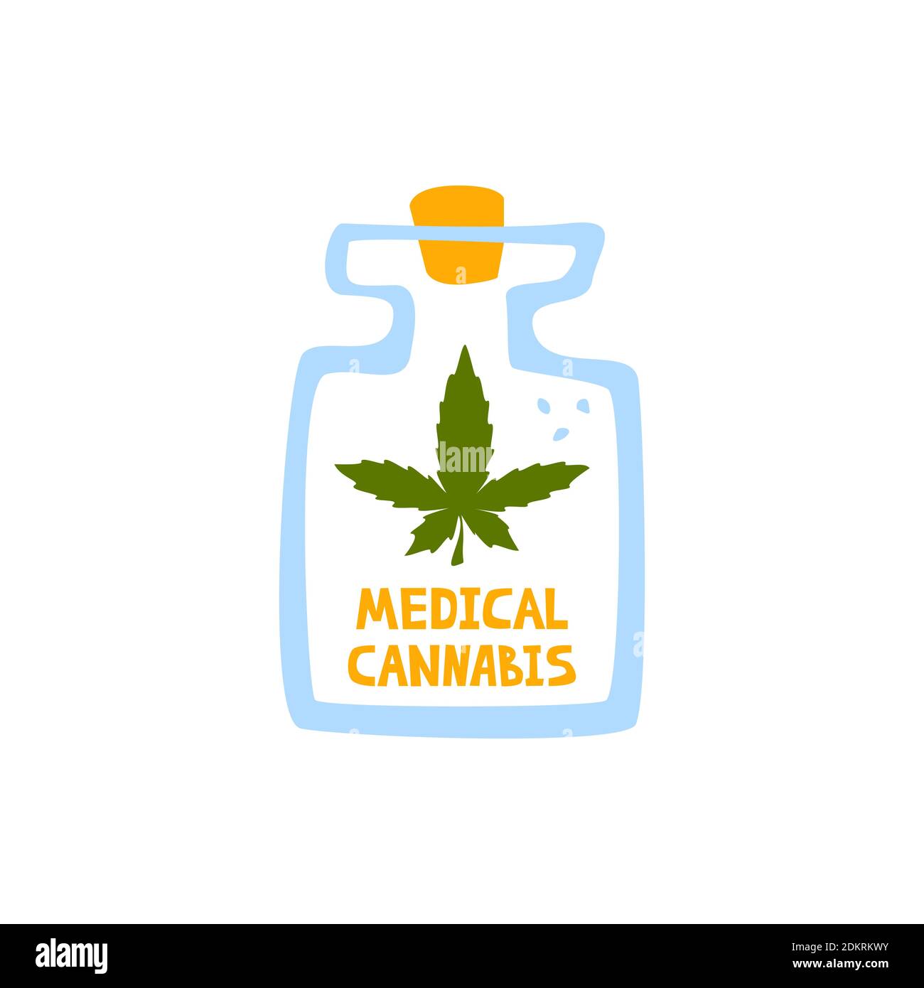 Vetro con olio di cannabis medica scritta Illustrazione Vettoriale