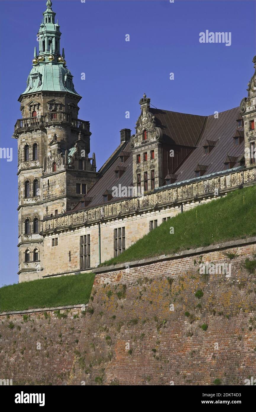 Kronborg, Danimarca, Dänemark; Schloss Kronborg; castello rinascimentale e roccaforte nella città di Helsingør. Renesansowy zamek i twierdza. Foto Stock