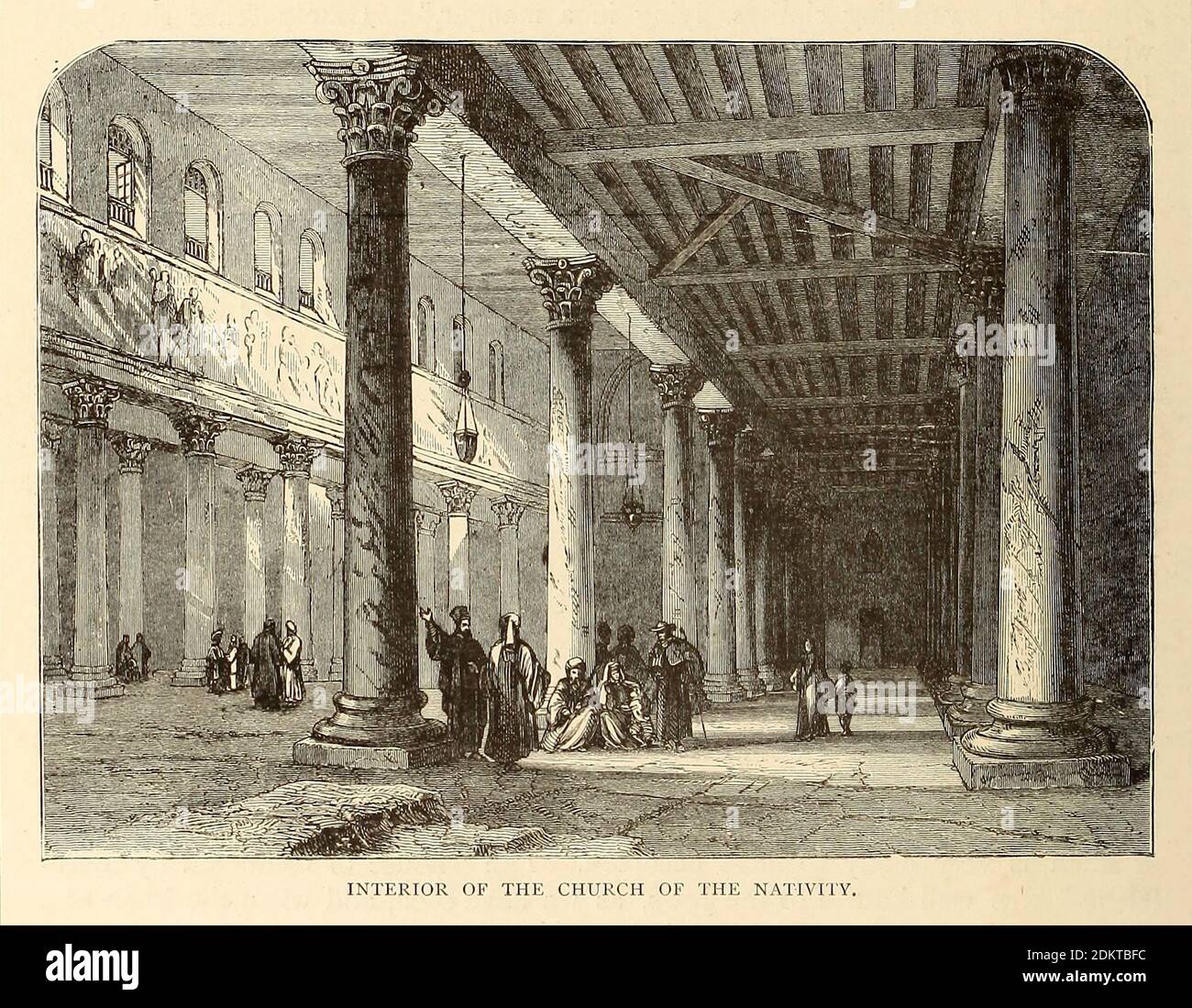 Interno della Chiesa della Natività, Betlemme dal libro 'quei campi sacri : Palestina, illustrato da penna e matita' di Manning, Samuel, 1822-1881; Società religiosa del Tract (Gran Bretagna) pubblicato nel 1873 Foto Stock