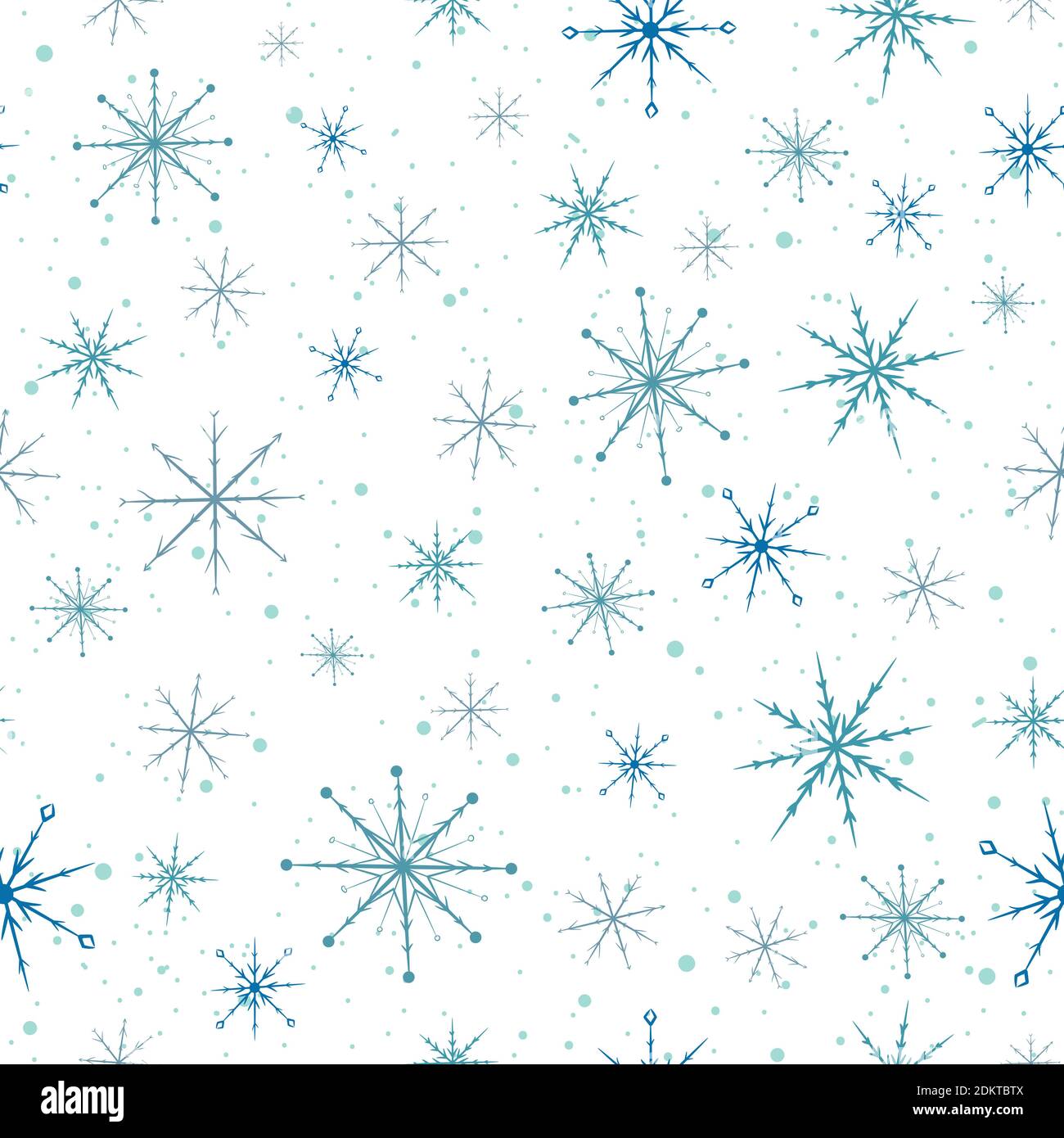 Fiocchi di neve blu motivo senza cuciture. Sfondo di natale ripetitivo per le vacanze invernali. Illustrazione Vettoriale