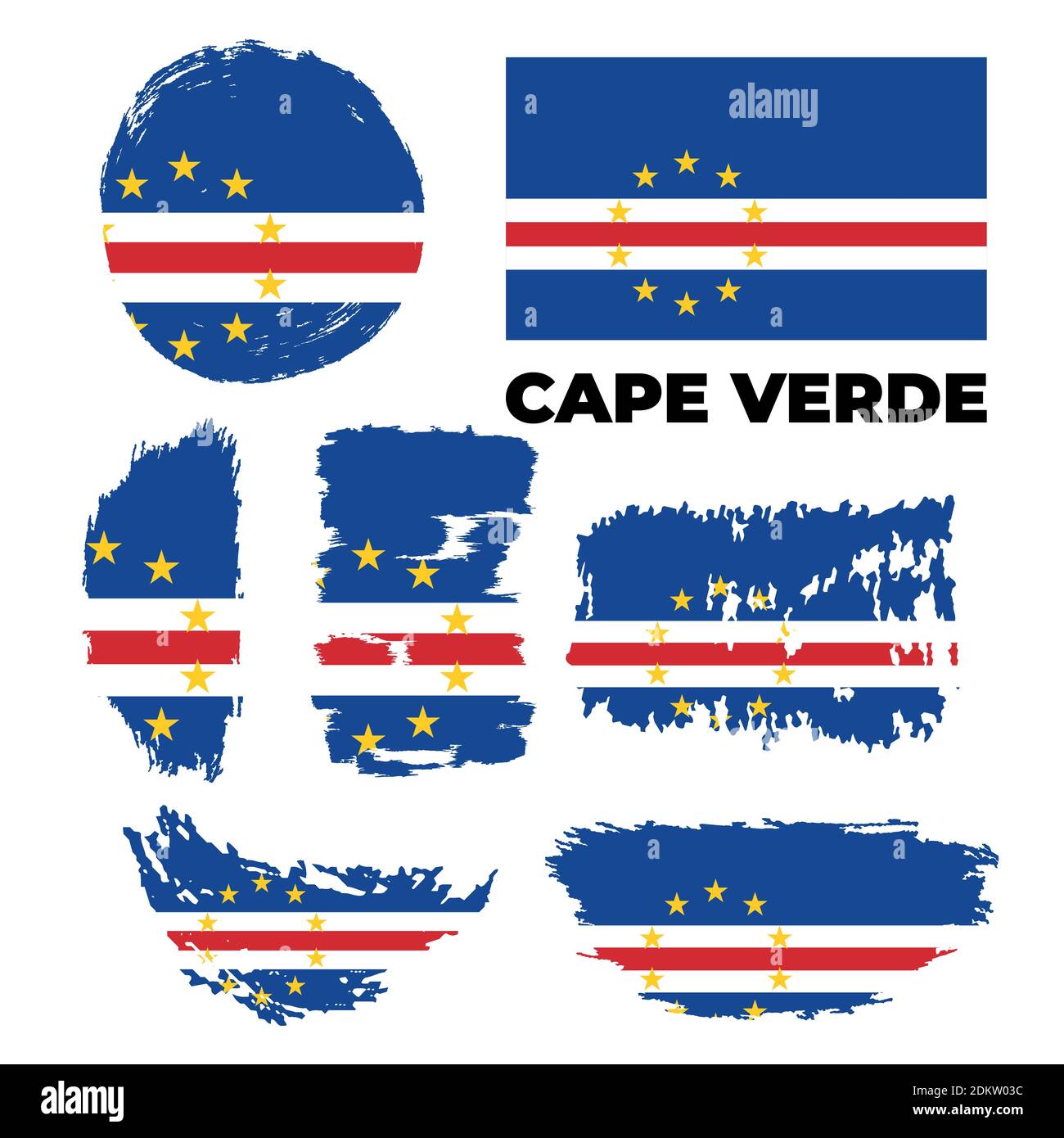 Bandiera grunge dipinta a pennello del paese di Capo Verde Illustrazione Vettoriale
