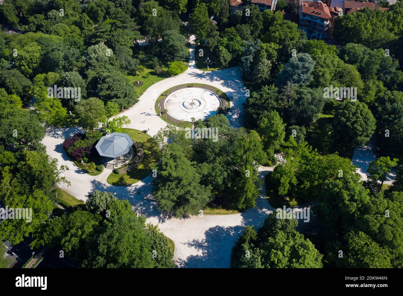 Tolosa (Francia meridionale): Vista aerea del parco "Jardin du Grand Rond" (noto anche come Boulingrin) Foto Stock