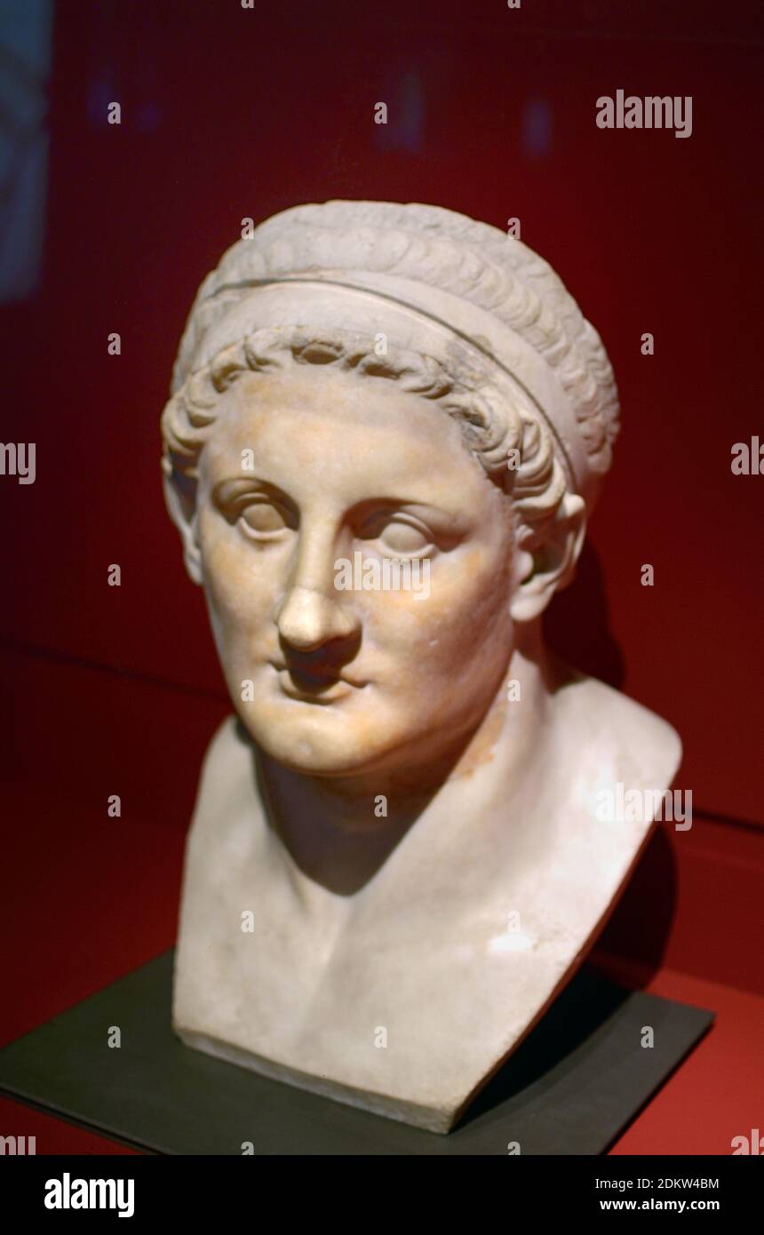 Busto o Carving di pietra del generale macedone Tolomeo i Soter, aka Tolomeo il Salvatore (c367BC-282BC) Foto Stock