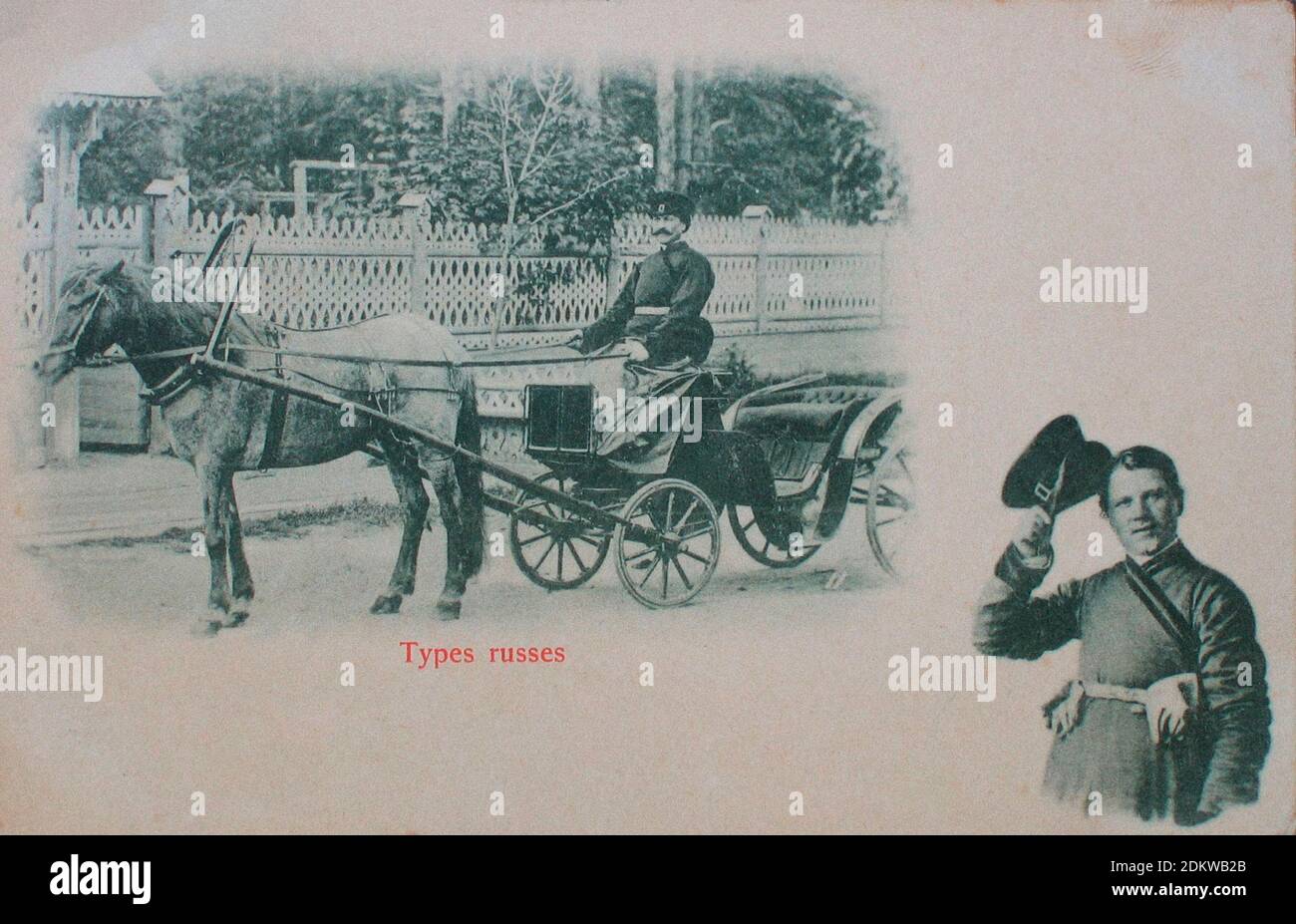 Foto retrò del cocchiere russo (cabman). Impero Russo. 1900 Foto Stock