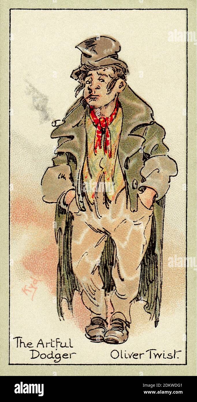 Carte di sigarette antiche. Giocatori sigarette (serie di caratteri da Dickens ). The Artful Dodger, Oliver Twist. Inghilterra. Opera di 'Kyd' (Joseph Cla Foto Stock