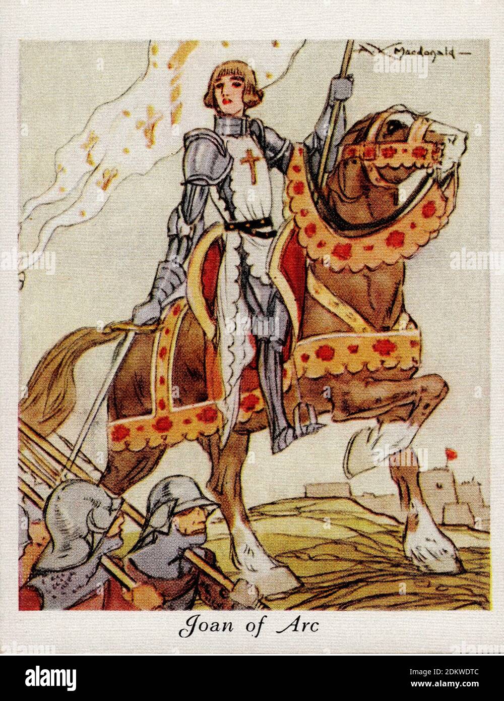 Carte di sigarette antiche. Giocatori sigarette (serie famose bellezze ). Giovanna d'Arco. 1937 Giovanna d'Arco (c.. 1412 – 1431), soprannominato 'la Maid of Orleans Foto Stock