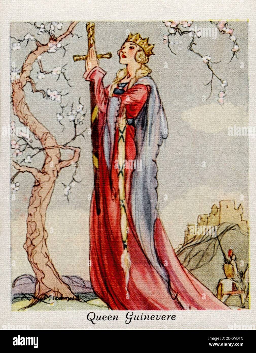 Carte di sigarette antiche. Giocatori sigarette (serie famose bellezze ). Regina Guinevere. 1937 Guinevere, spesso scritto anche come Guenevere o Guenever, Foto Stock