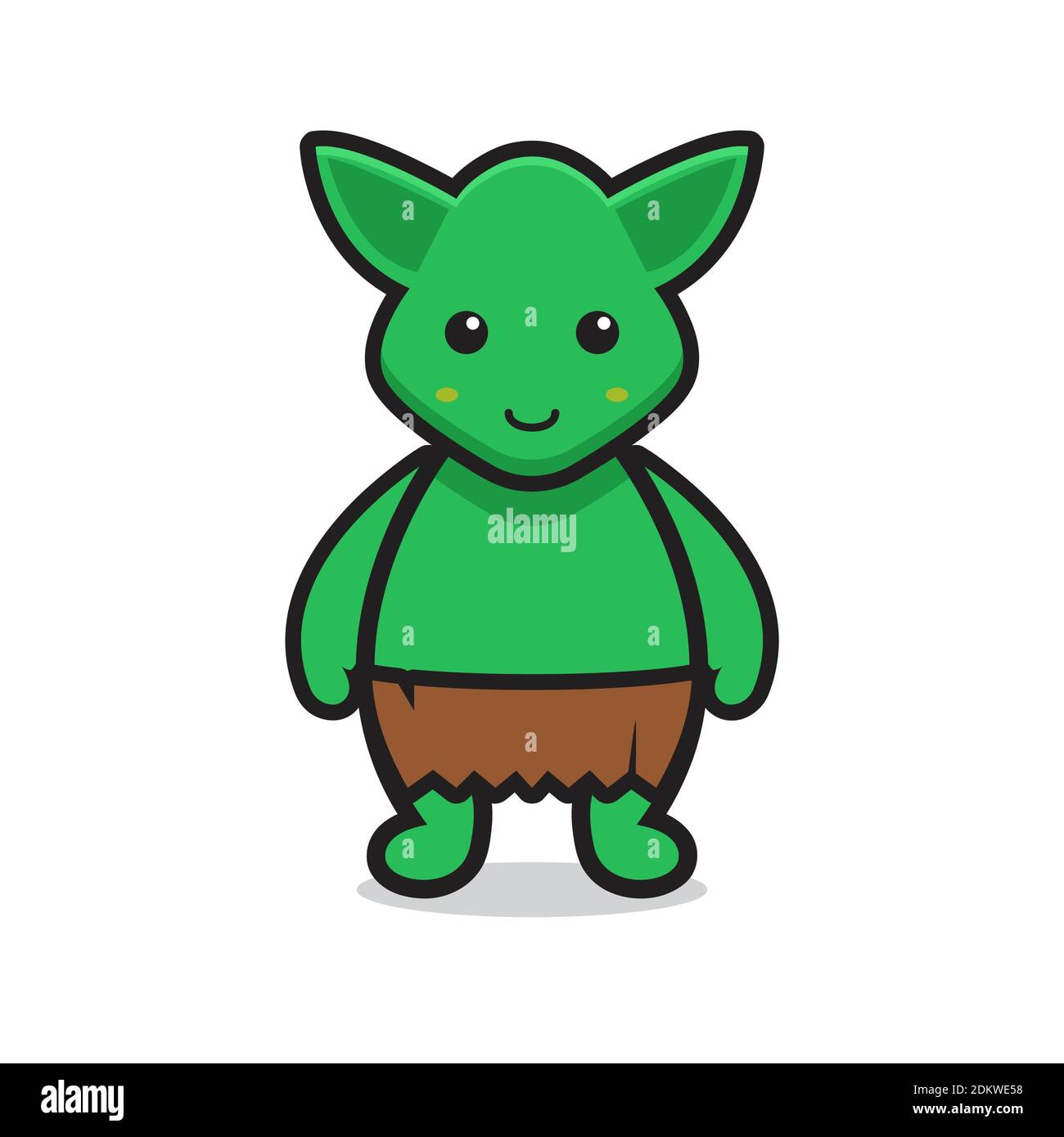 carino personaggio mascotte goblin verde, design isolato su sfondo bianco. Foto Stock