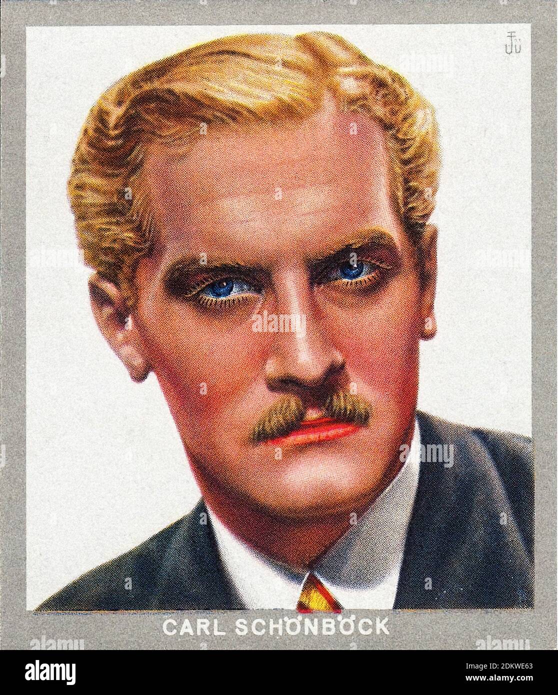 Carte tedesche di sigarette antiche. Monopol sigarette 'Künstler im Film' Karl Schönböck, attore austriaco. 1937 Karl Schönböck (4 febbraio 1909 in Foto Stock