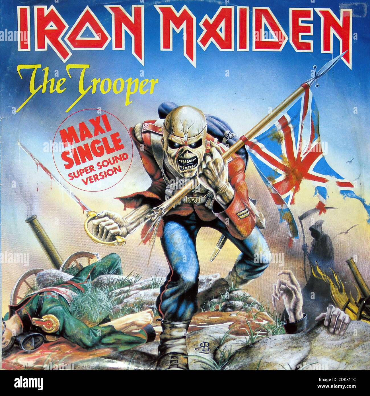 IRON MAIDEN the Trooper (12  Maxi Single) Versione Super Sound - copertina Vintage Vinyl Record Foto Stock