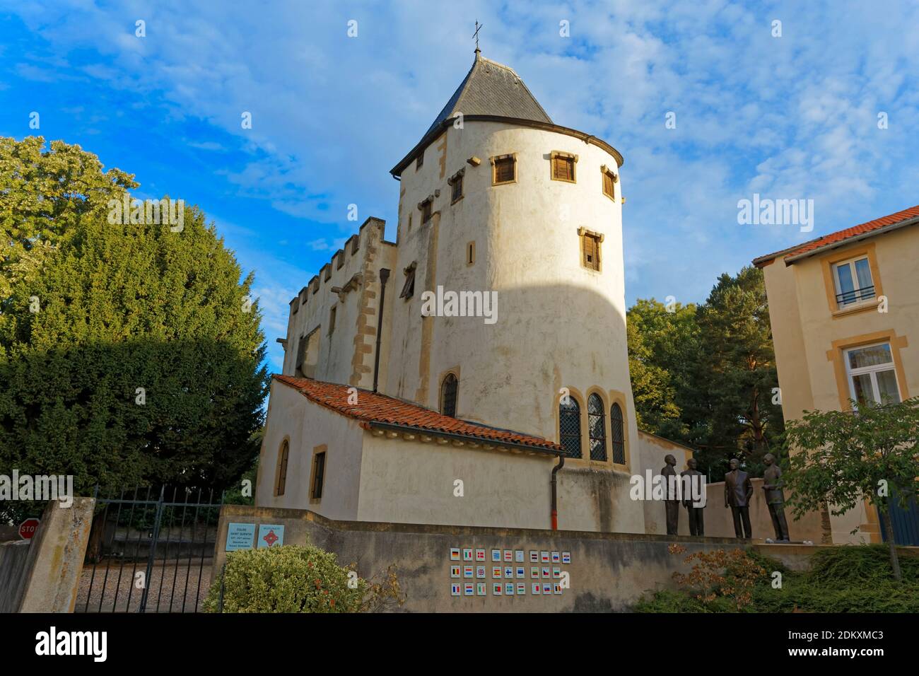 Chiesa fortificata di San Quentin, Scy-Chazelles, Metz, Francia Foto Stock