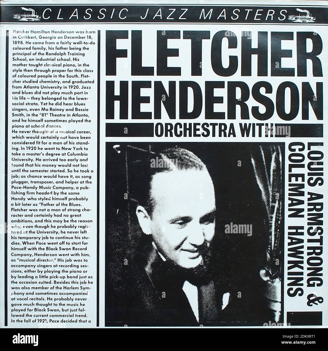 Fletcher Henderson Orch. & Louis Armstrong & Coleman Hawkins 1923-1927 - Classic Jazz Masters CJM 88507 - copertina di album in vinile d'epoca Foto Stock