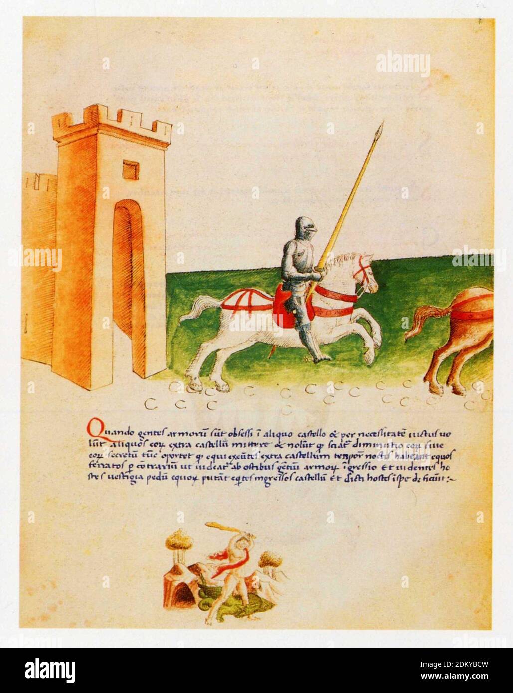 P. Santini. Stratagème : un chevalier sort de nuit d'une forteresse assiégée avec un cheval ferré à l'envers,. Foto Stock