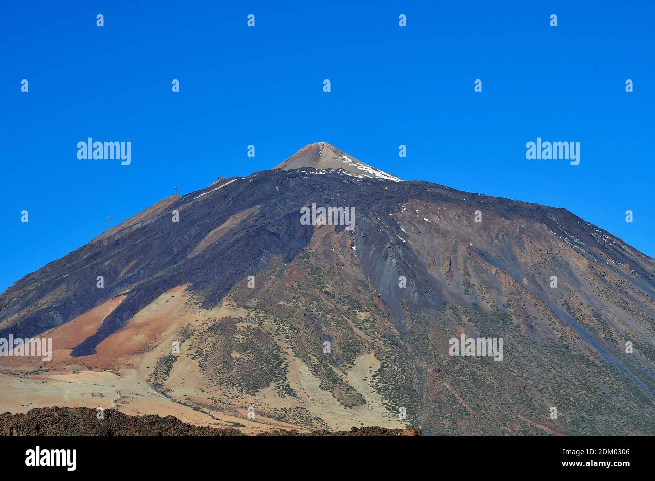 Spagna, Isole Canarie, Tenerife, montagna Teide con pilastri di funivia Foto Stock