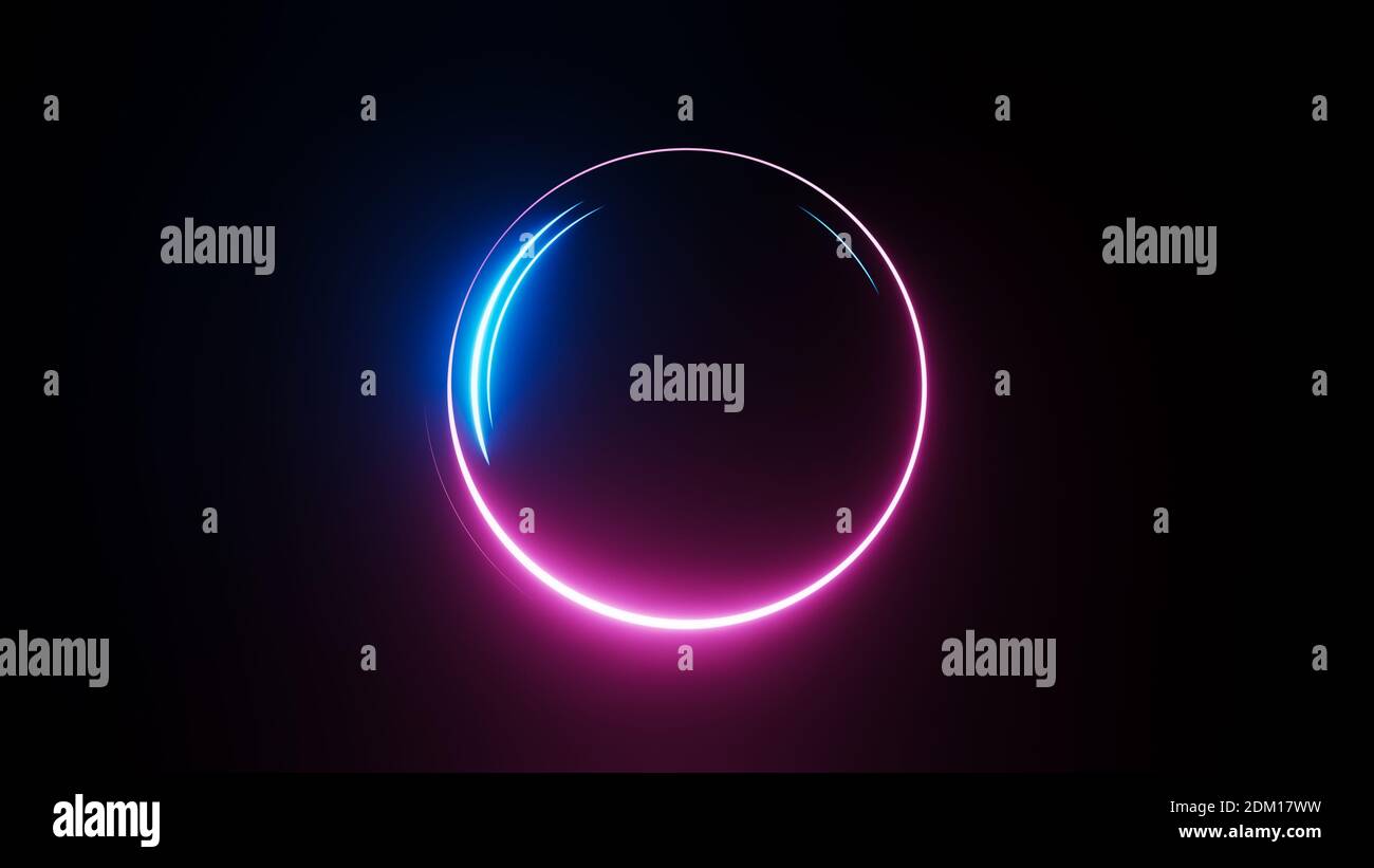 Neon astratto incandescente cornice rotonda. Elemento di disegno per il vostro annuncio, segno, manifesto, banner. Foto Stock