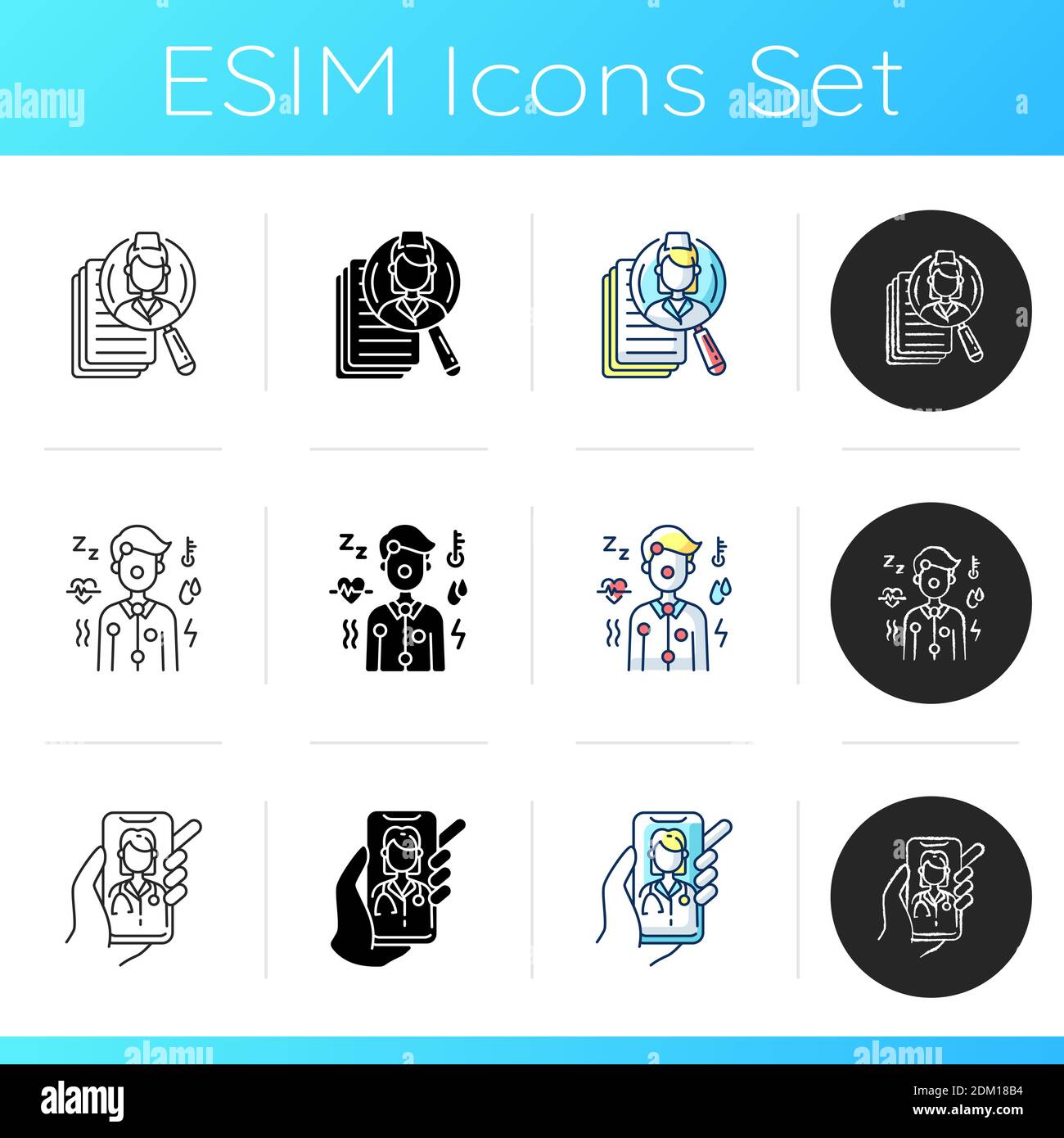 Set di icone per il servizio sanitario Illustrazione Vettoriale