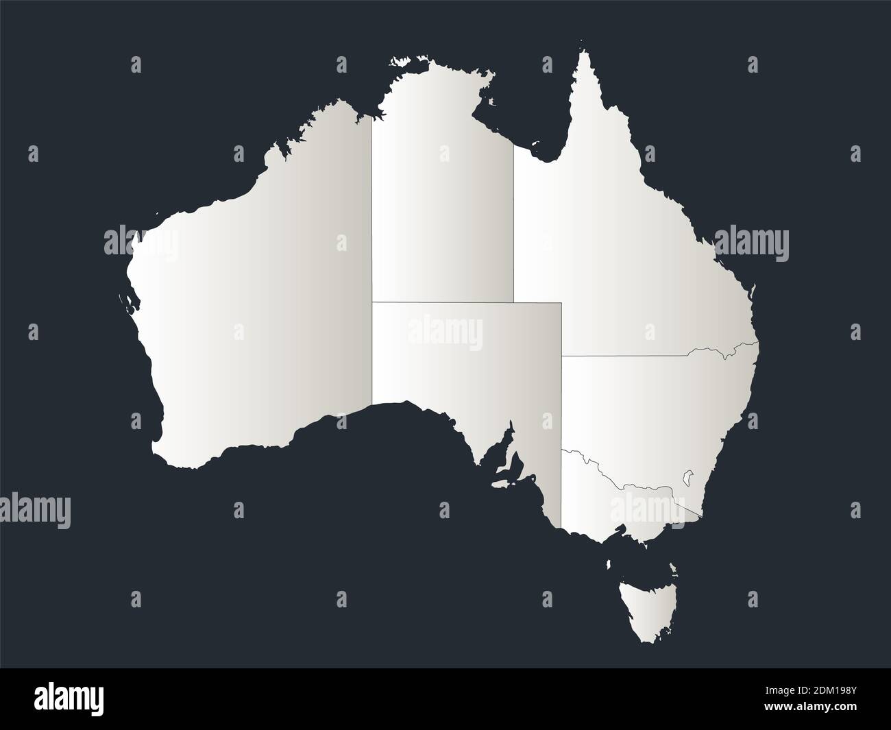 Mappa australiana, Infografica design piatto colori bianco neve, singole regioni vuote Foto Stock