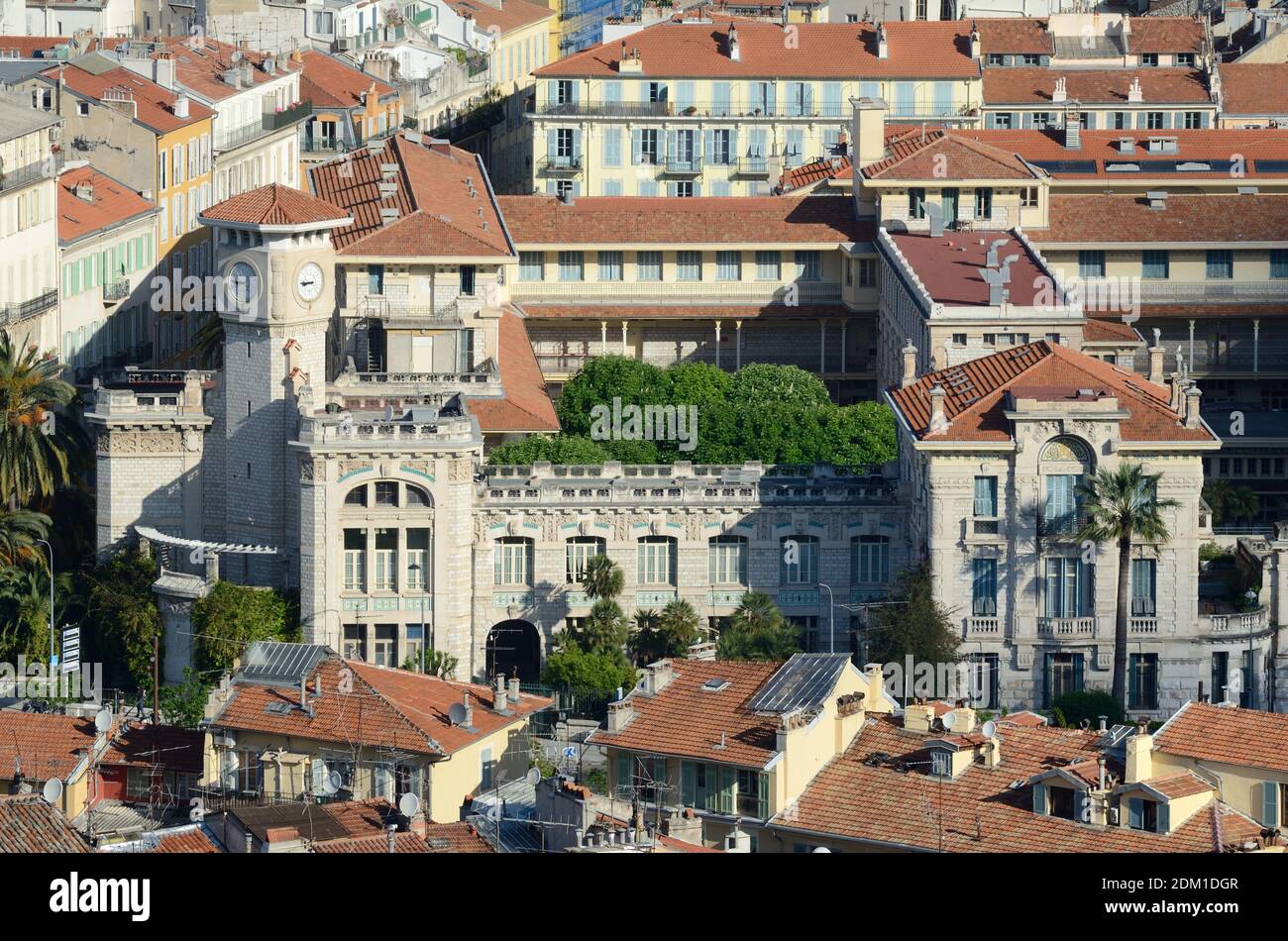 Veduta aerea della storica Lycée Massena (1812) Scuola superiore O Scuola secondaria Nizza Alpes-Maritimes Francia Foto Stock