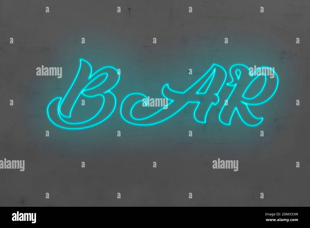 Simbolo della barra al neon con lettere blu. Foto Stock