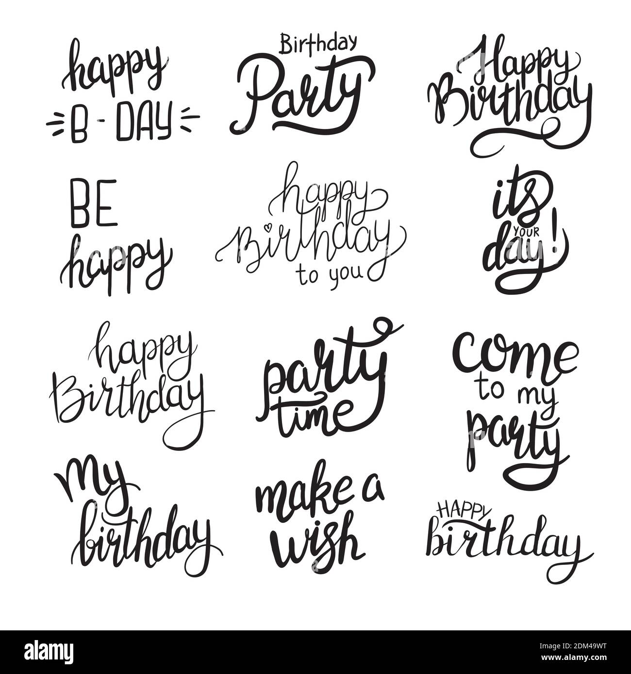 Lettering. Buon compleanno disegnati a mano carta. Illustrazione Vettoriale Illustrazione Vettoriale