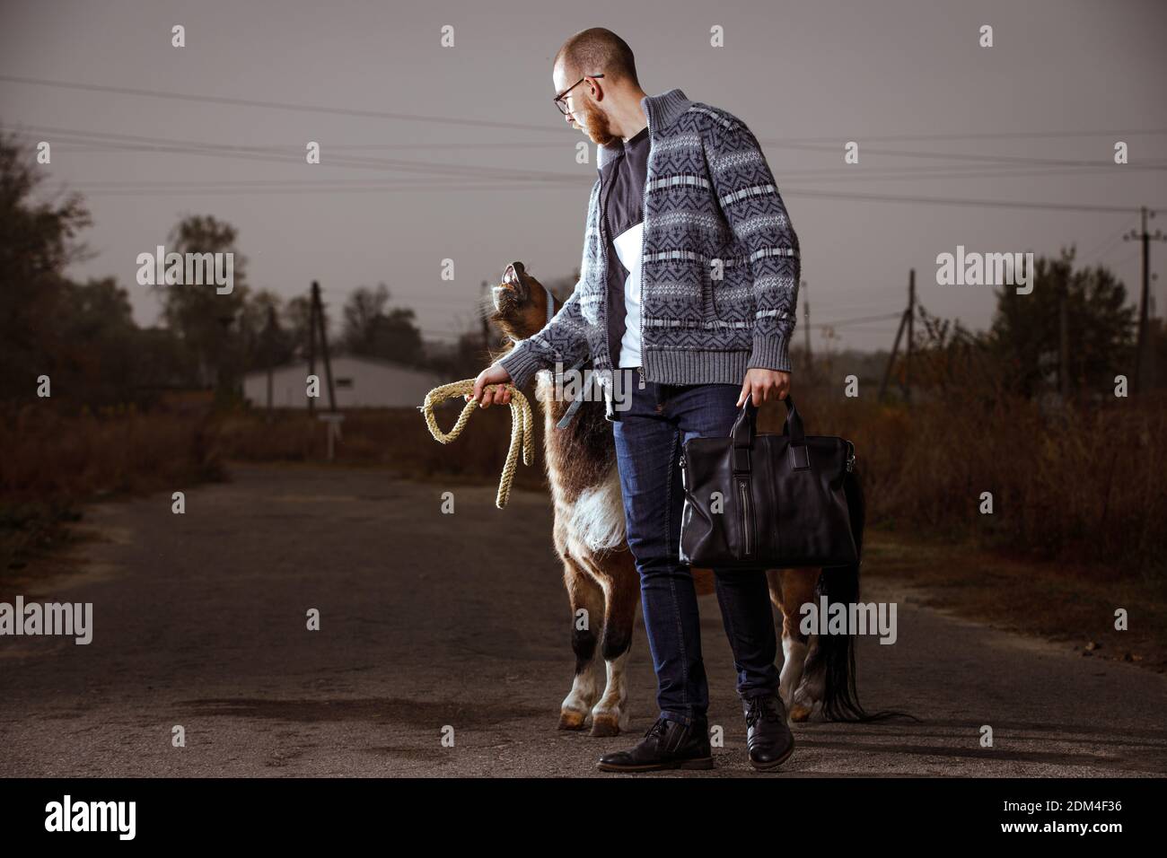 Giovane studente in vacanza in campagna Foto Stock