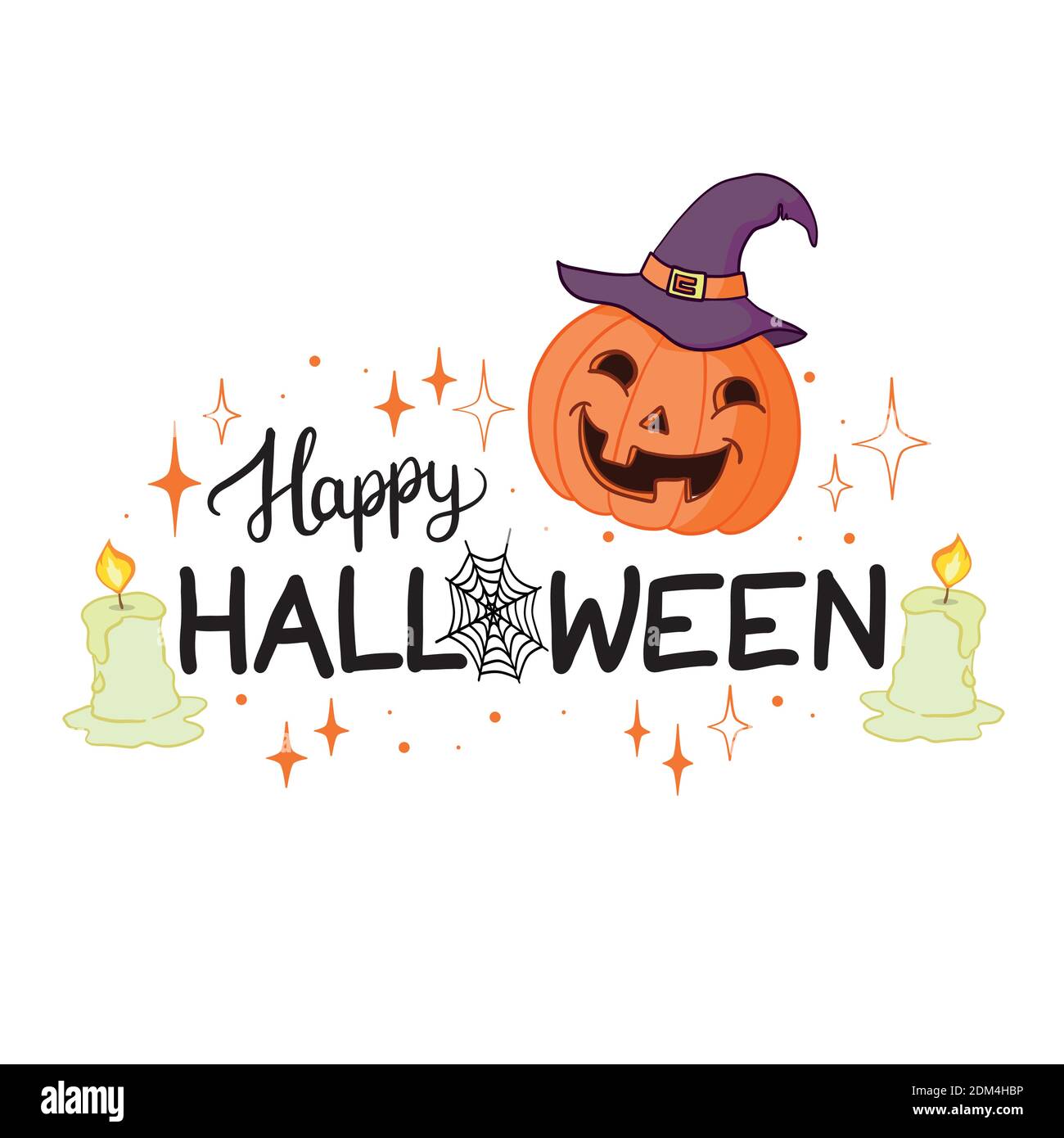 Halloween - buon Halloween! Vettore, illustrazione della zucca e lettere. Illustrazione Vettoriale