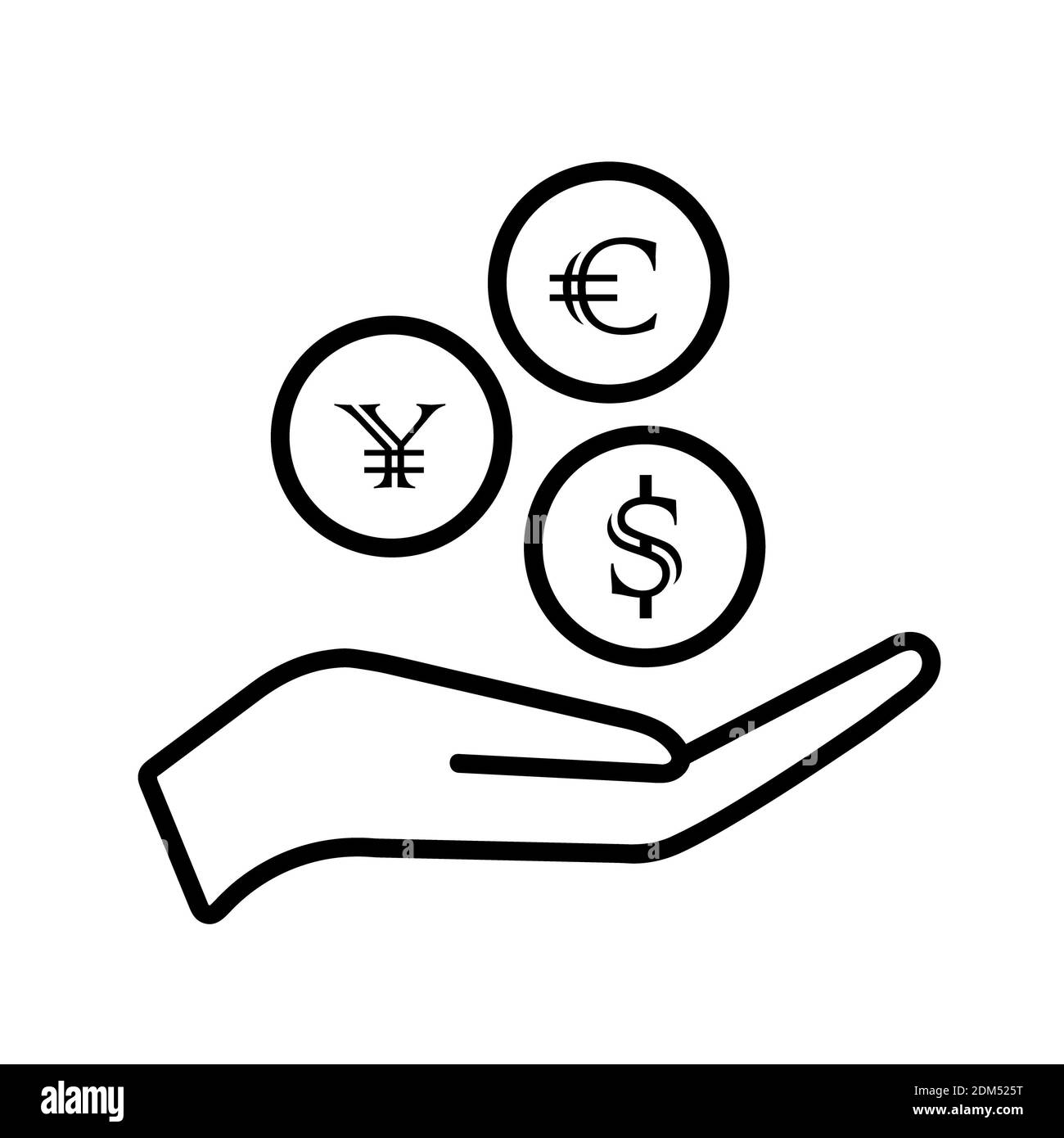 Monete dollaro, euro, sterlina icona. Illustrazione di stock vettoriale. Isolato su sfondo bianco eps10 Foto Stock