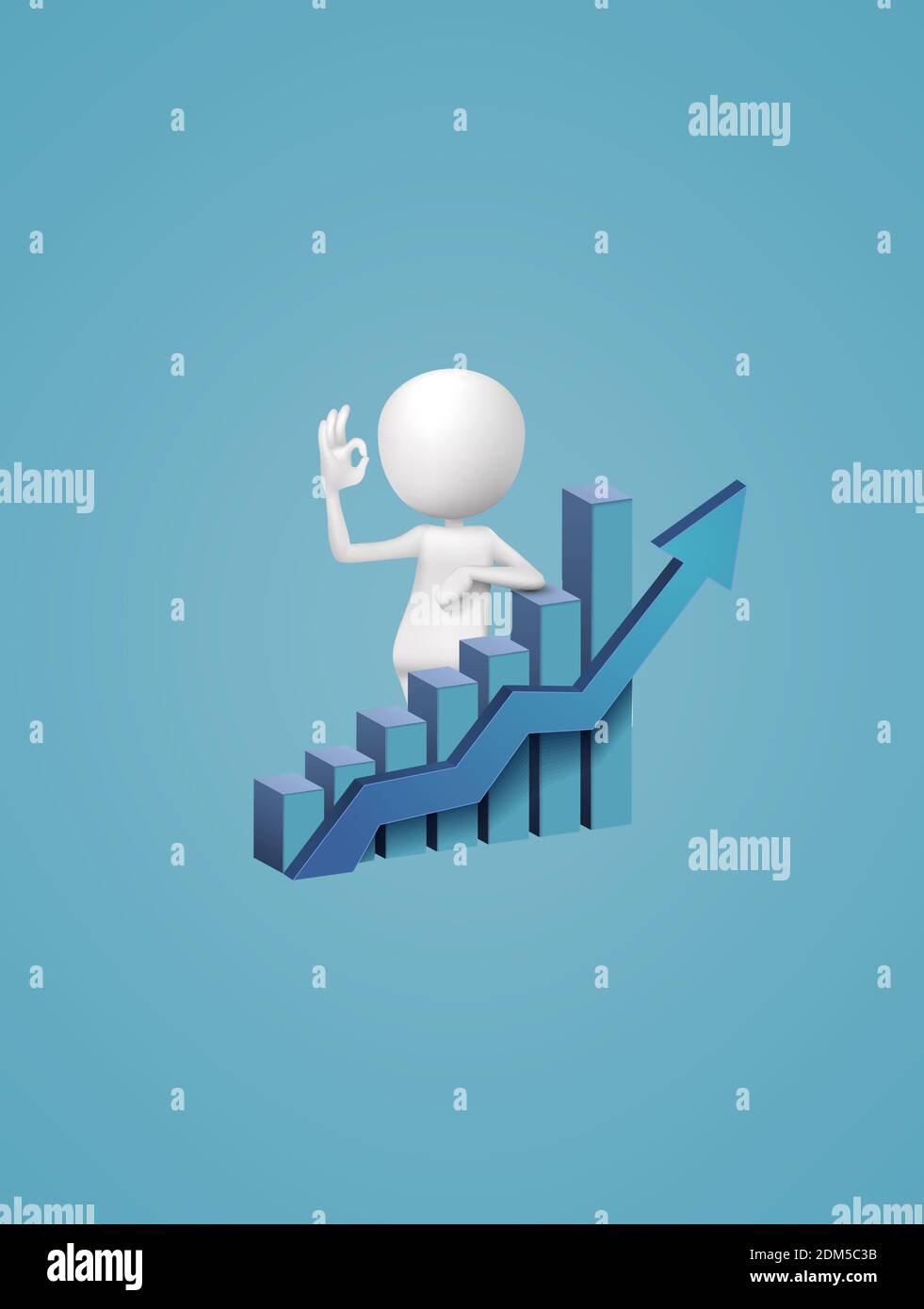 aumento delle statistiche visive. su sfondo blu. Foto Stock