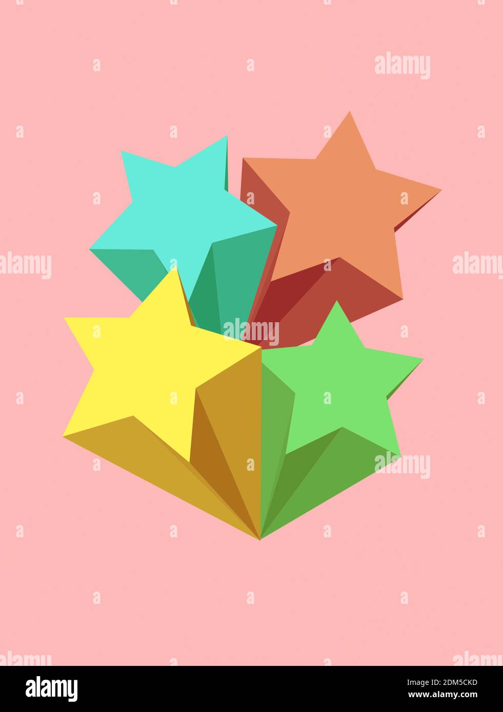 stelle colorate su sfondo colorato. successo. Foto Stock