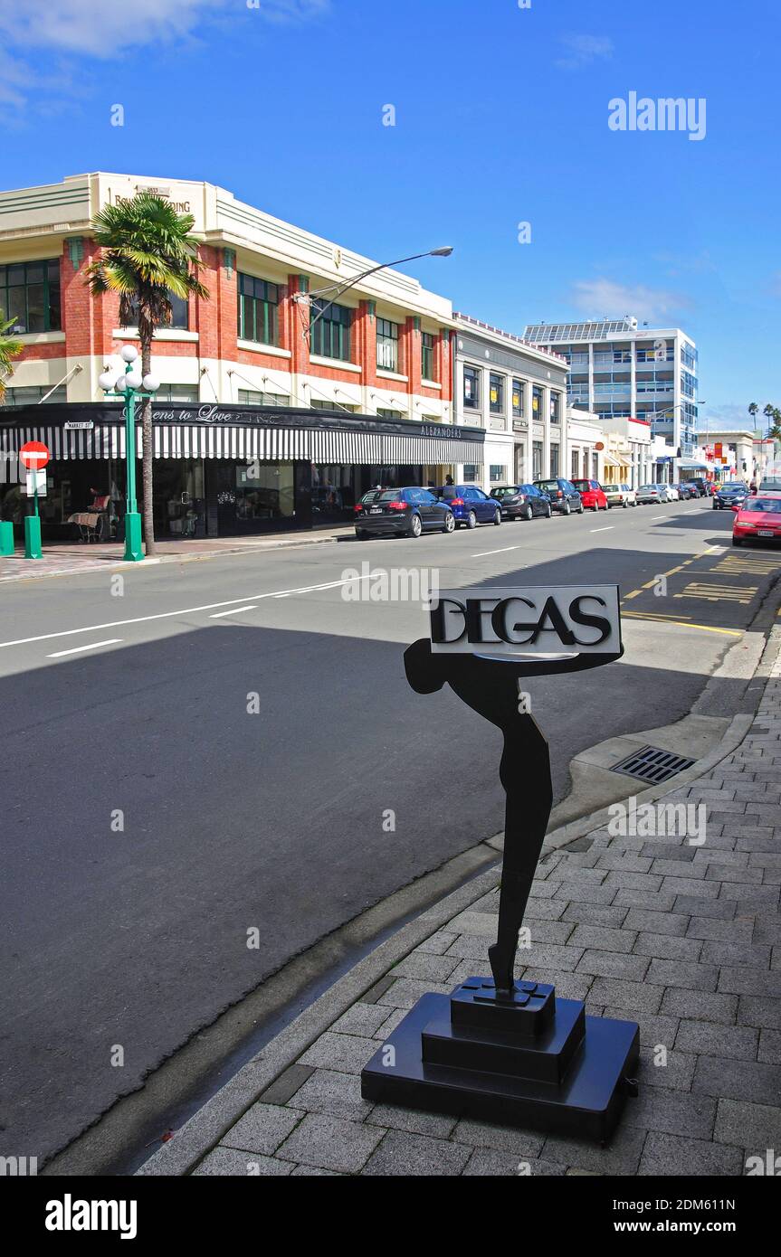 Edifici in stile Liberty su Tennyson Street, Napier, Hawke's Bay, Isola del nord, Nuova Zelanda Foto Stock